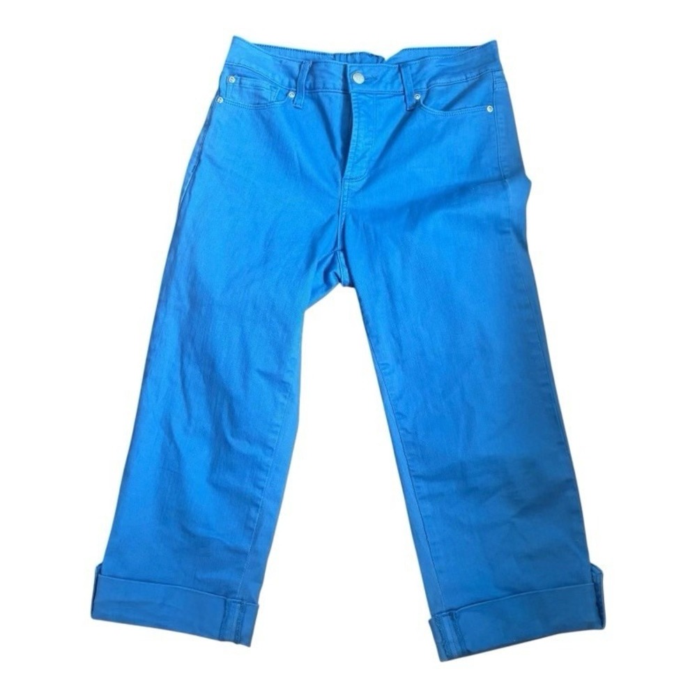 NYDJ M77D84DT Womens Cornflower Blue Capri Jeans Sz 6 Lift Tuck Tech Cuffed